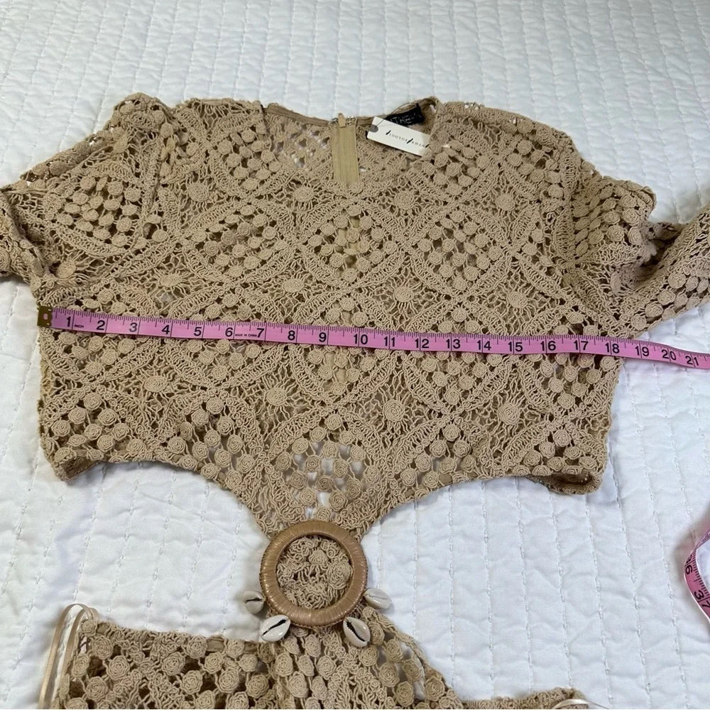NWT Anthropologie BLITHE Crochet Cottogecore With Dramatic Trumpet Sleeve - Picture 6 of 16